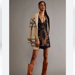 NWT For Love & Lemons Temecula black lace nude mini dress S by FP Free People